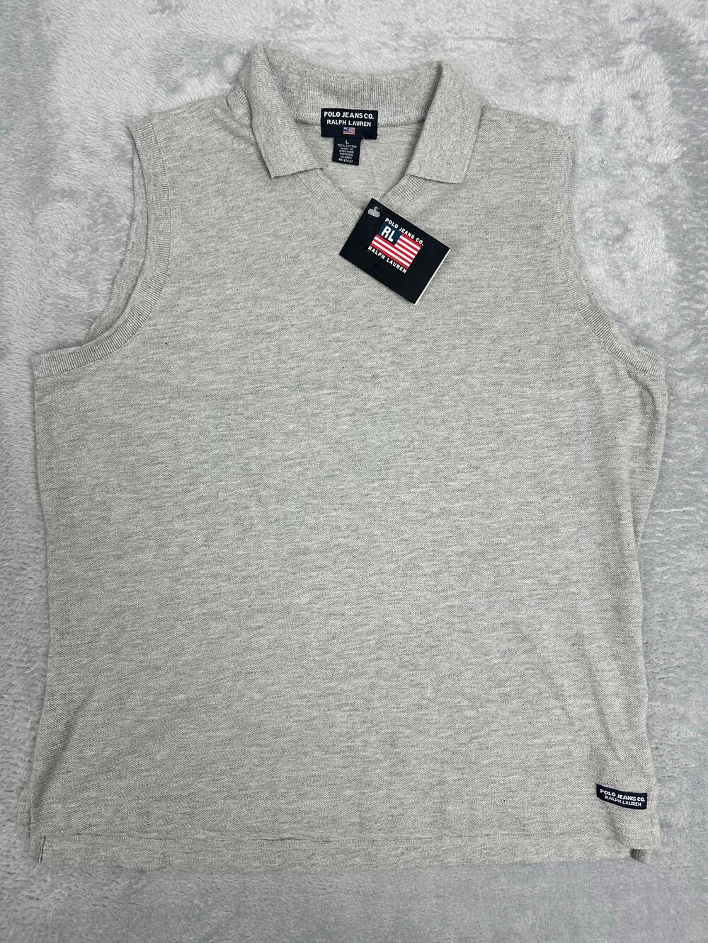 Vintage Polo Jeans Co Ralph Lauren Sleeveless Pique Mesh Polo Shirt Large NWT